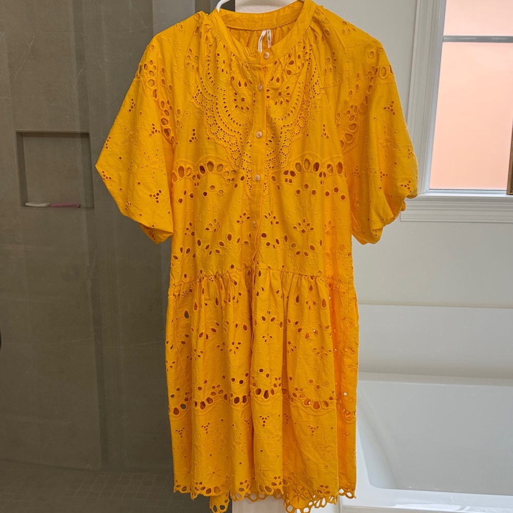 Anthropologie Yellow Eyelet Dress